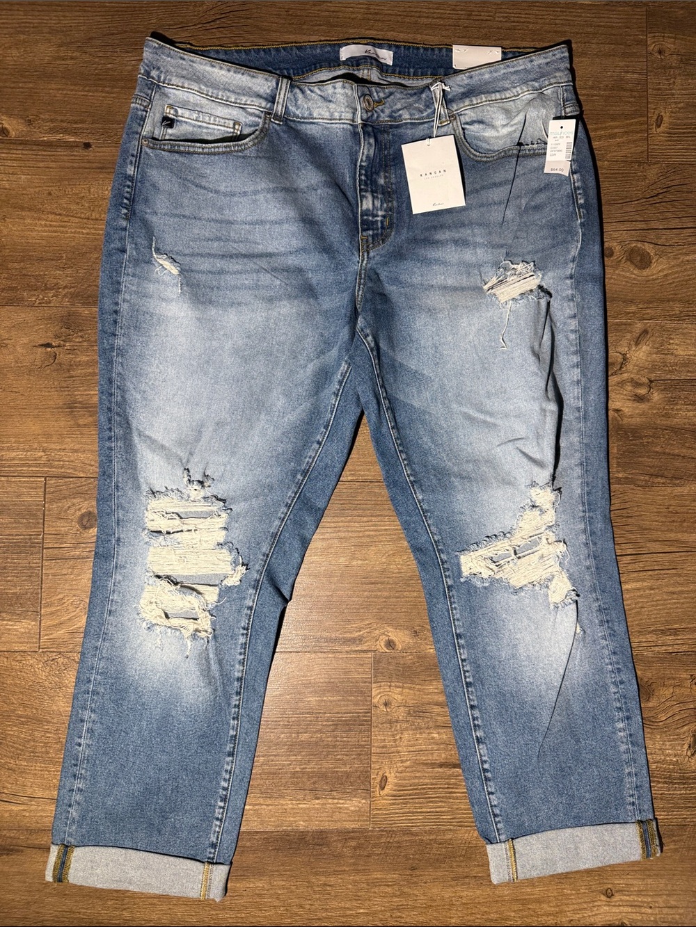 KanCan Women’s Distressed Straight-Leg Jeans – Size 22